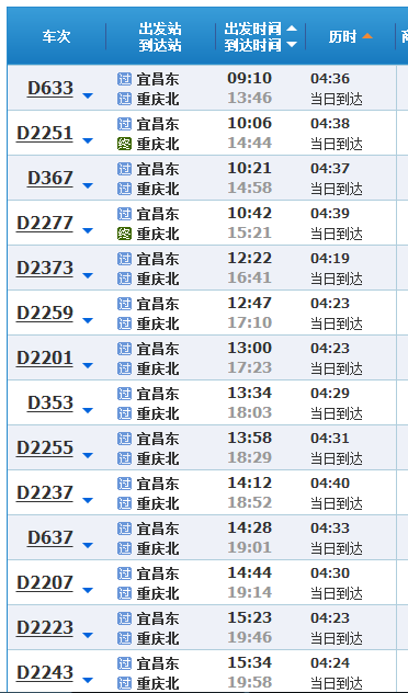 北京到重庆动车时刻表查询结果北京到重庆动车旅行攻略