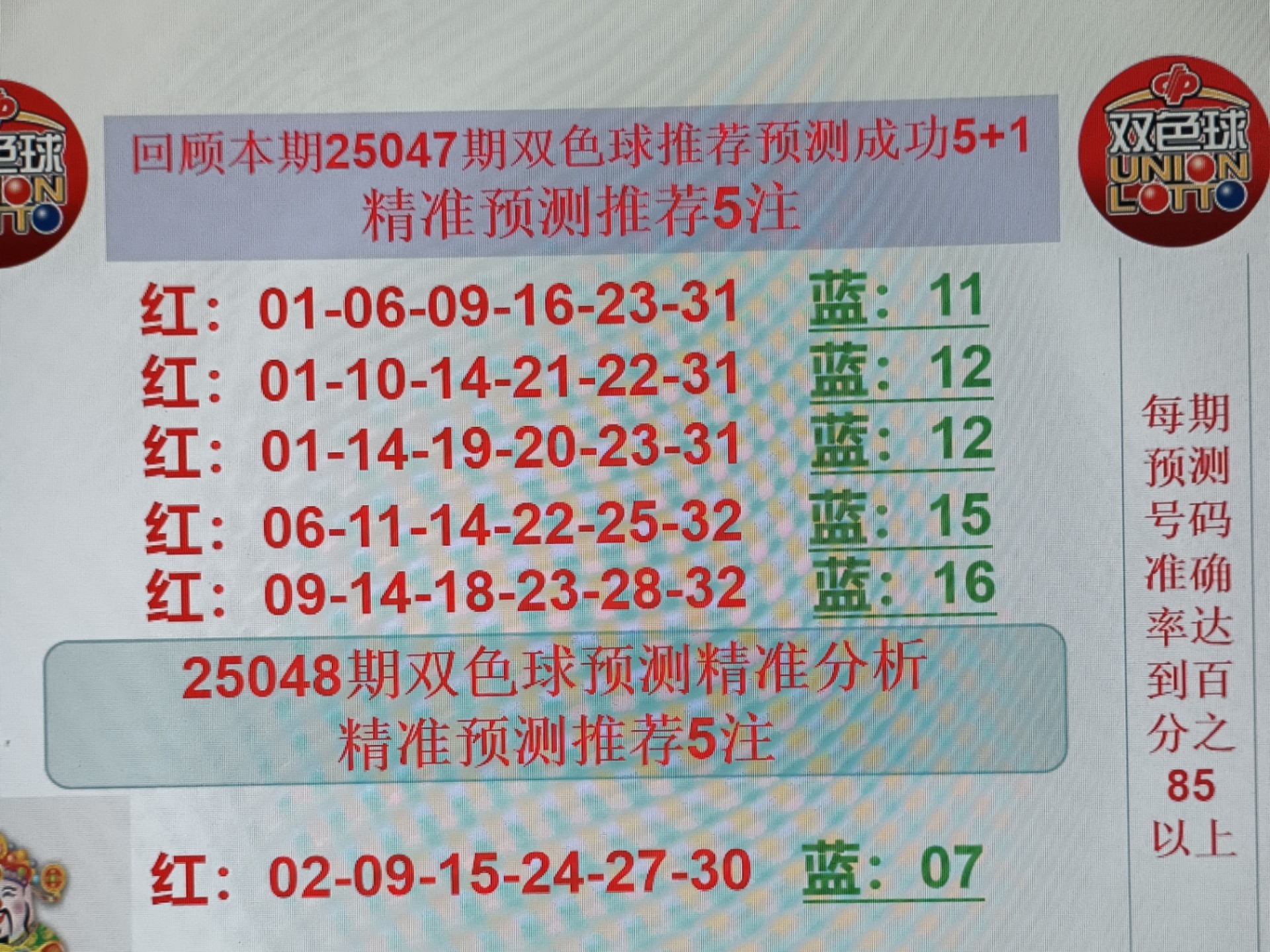 双色球下期预测准确双色球预测下期必出号