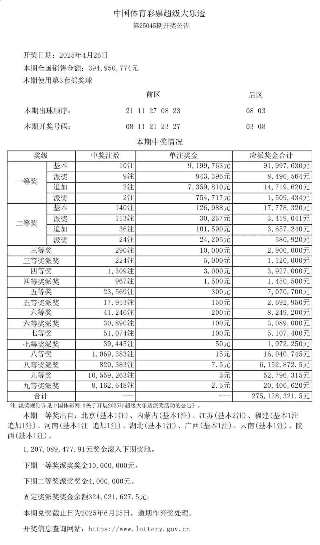 大乐透开奖号码最新查询结果
